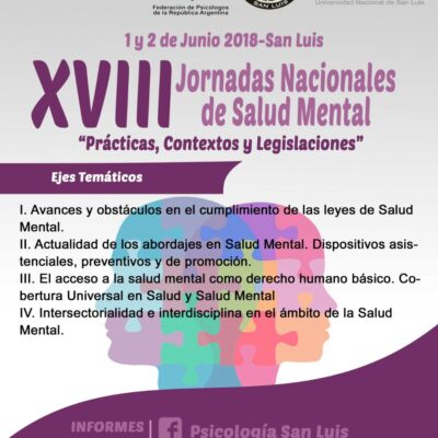 XVIII Jornadas Nacionales de Salud Mental “Prácticas, Contextos y Legislaciones”